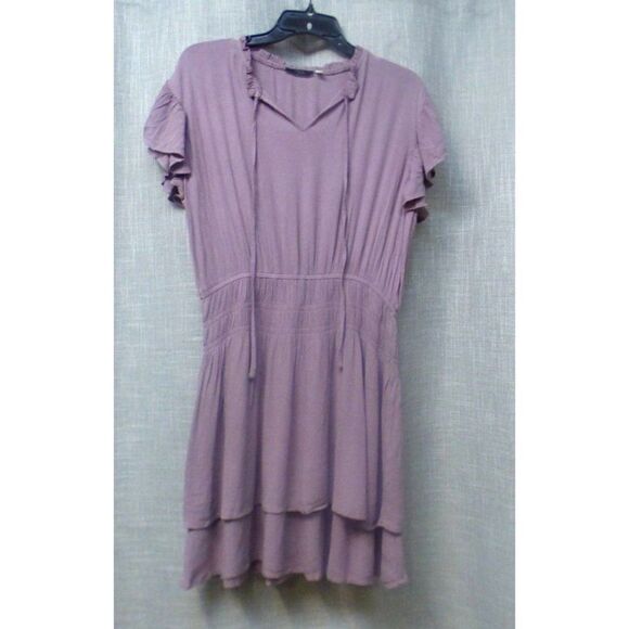 RDI Women’s Flutter Sleeve , Tie Front, Elastic Waist Gauze Crinkle Mini Dress, - Picture 5 of 10